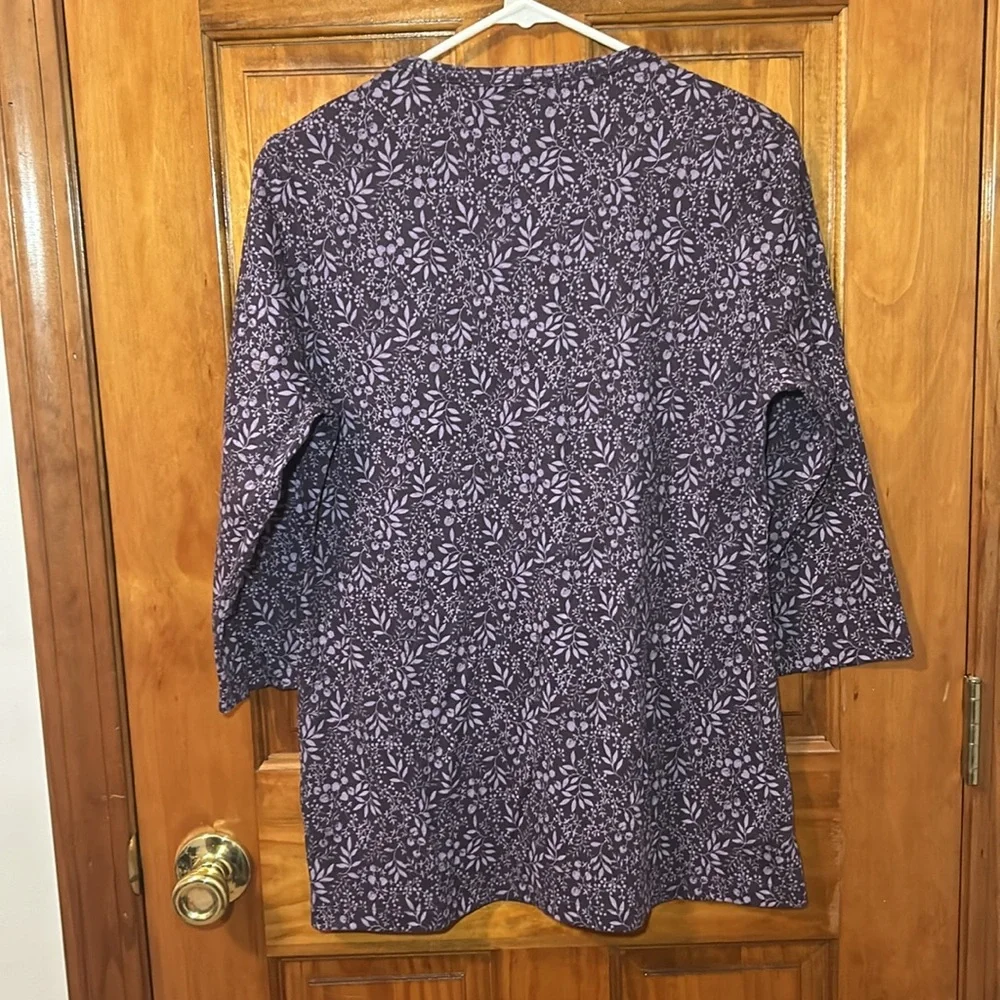L.L.Bean Tee Women’s Three-Quarter-Sleeve Splitneck Tunic Print - Picture 9 of 9
